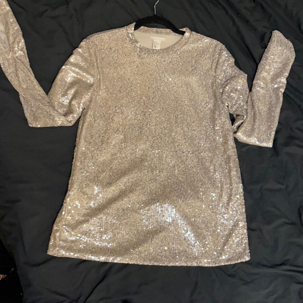 Rose gold sequin/glitter H & M long-sleeve blouse/shirt